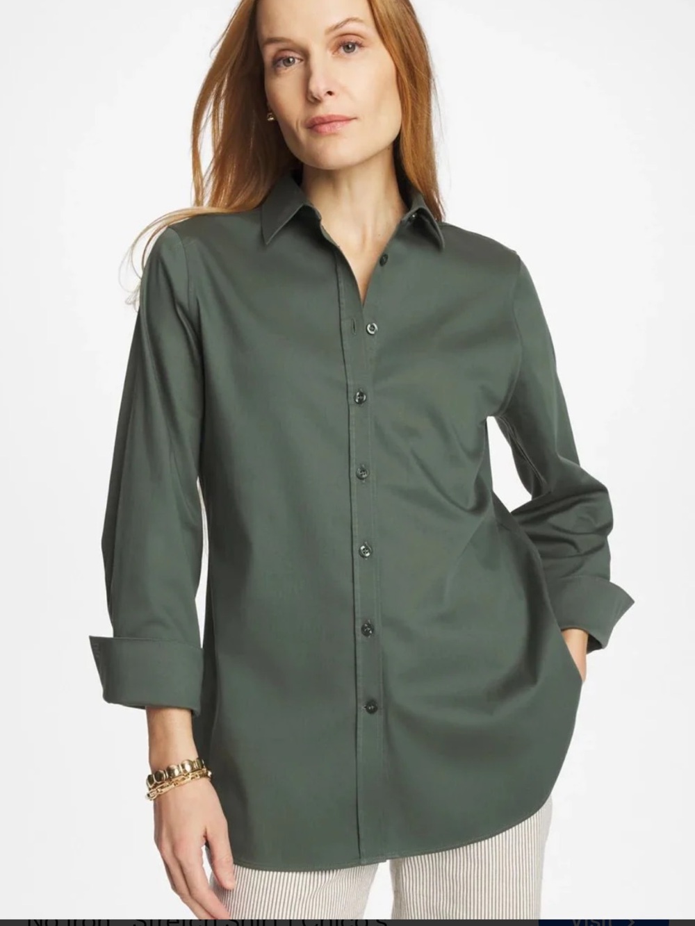 Chico's Dark Olive Green Button-Down Shirt